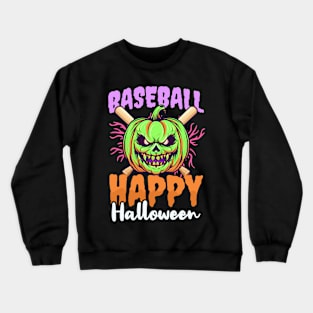 Baseball Halloween Shirt | Baseball Happy Halloween Crewneck Sweatshirt